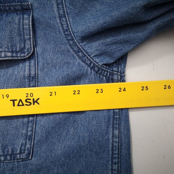 Dakota Men's Size Large Medium Wash Pearl Snap Front Closure & Cuffs Jean Shirt - Picture 8 of 11